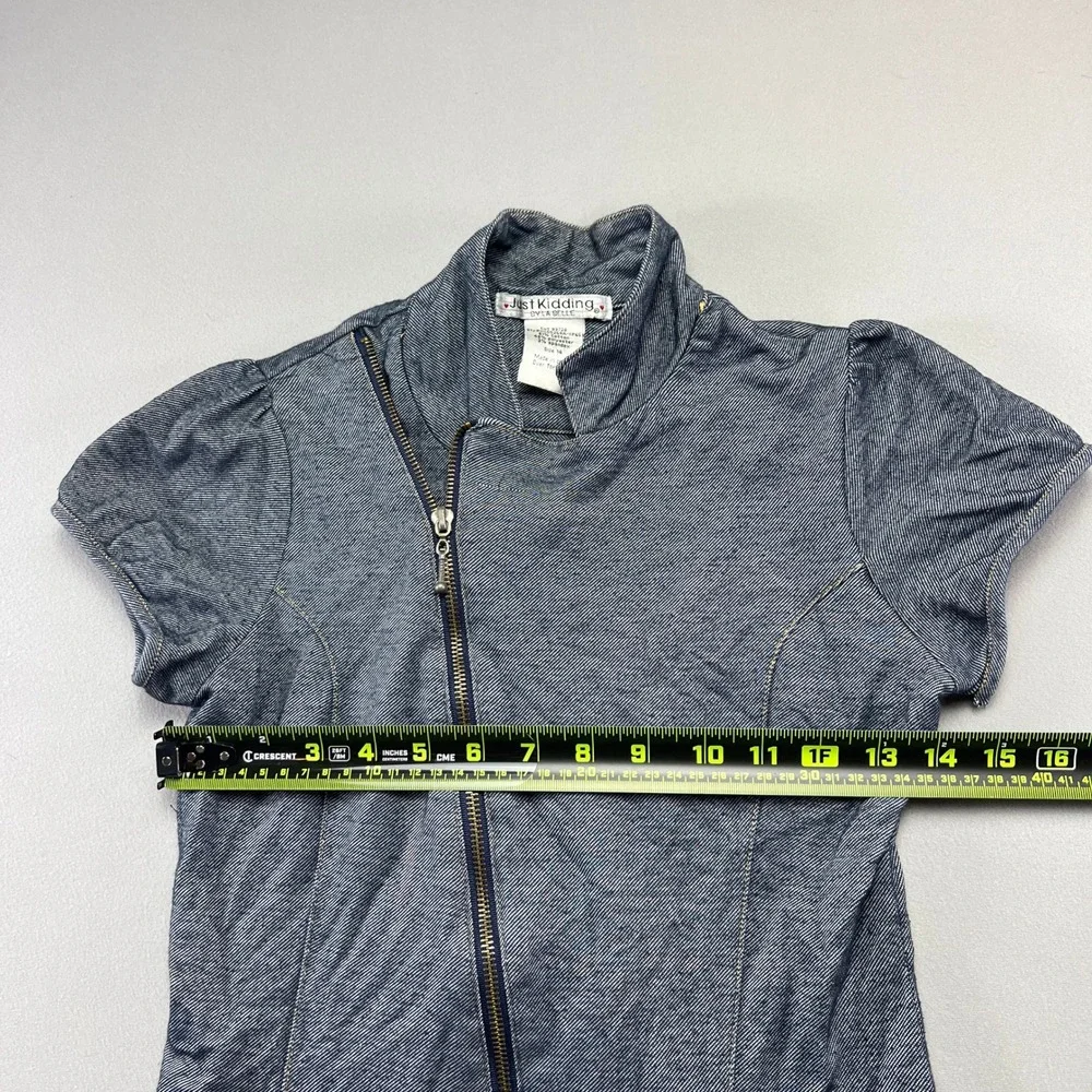 Just Kidding By La Belle Dress Girls 14 Gray Cotton Minimalist Asymmetric Zip